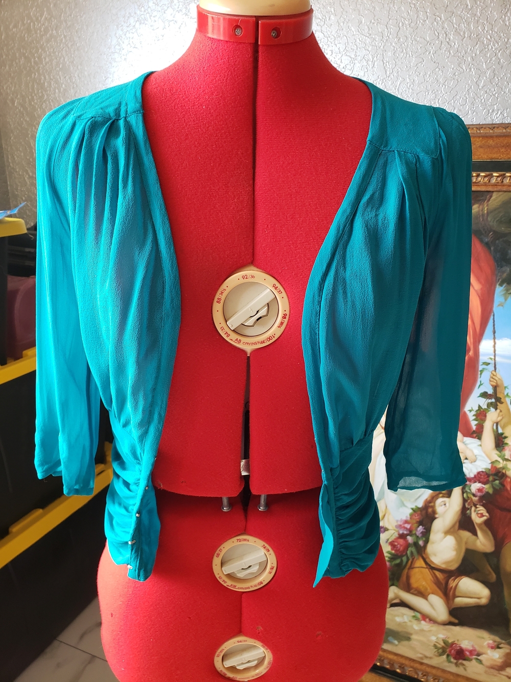 Armani Exchange Teal Sheer Cropped Bolero